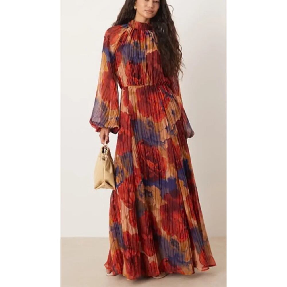 New Asos Design high neck crinkle Maxi Dress, Size 20